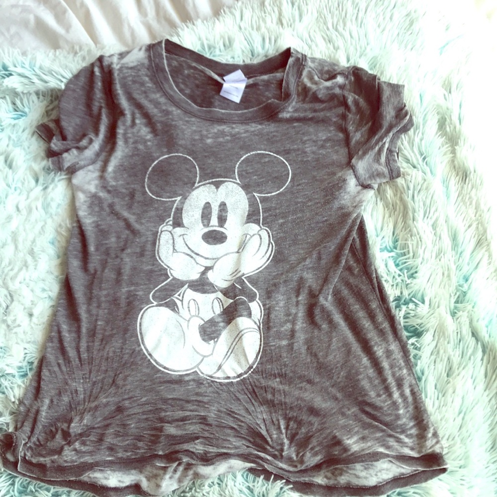 Dark Grey Distressed Mickey Tee
